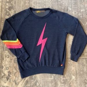 Aviator Nation Lightning Bolt Pink and Gray Hoodie Size Small